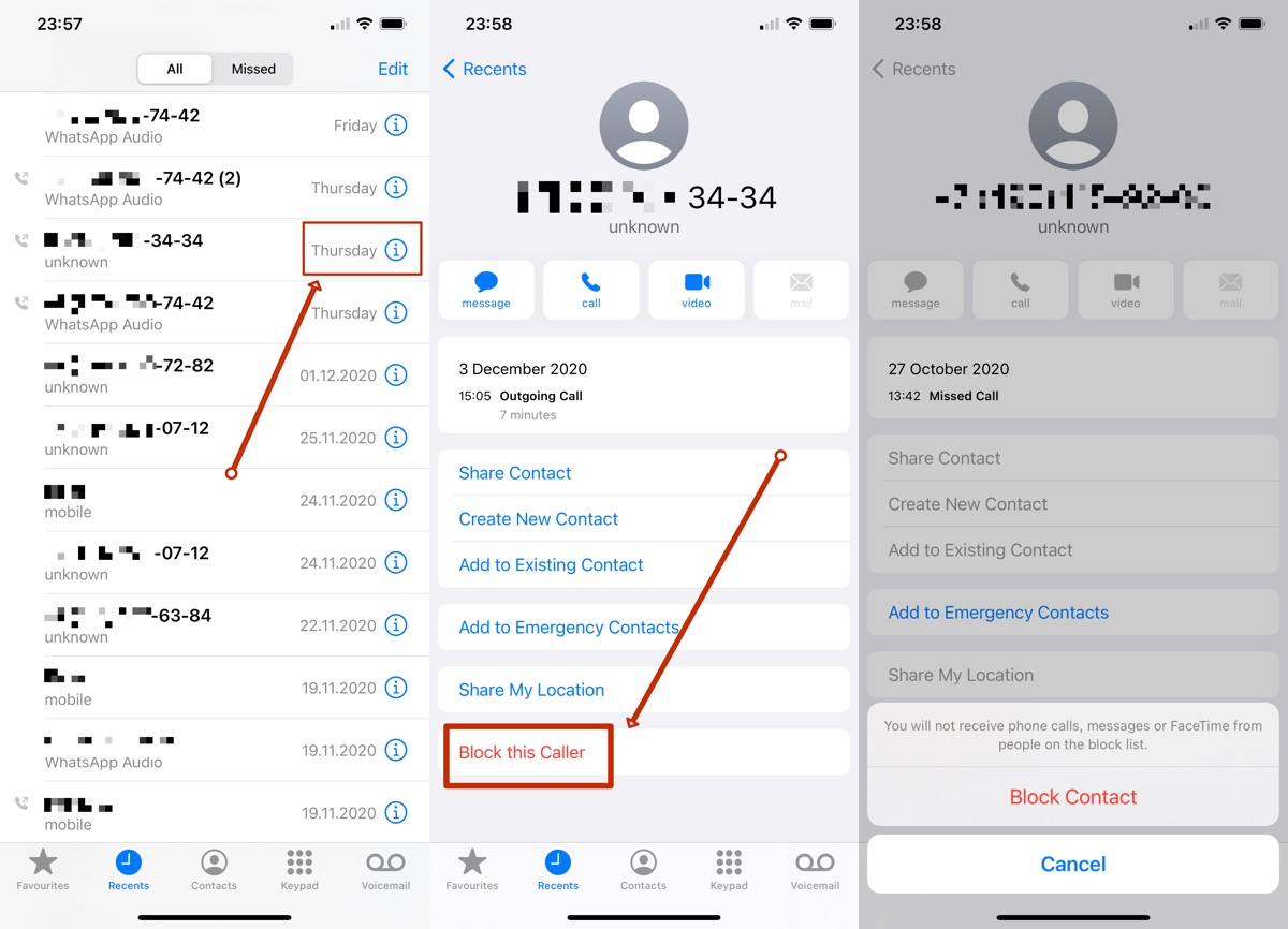 how to block a caller on iPhone